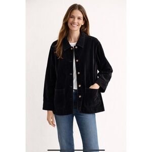SIGRID OLSEN SHACKET JACKET BUTTON FRONT COTTON VELVET FEEL POCKETS HOLIDAY MP